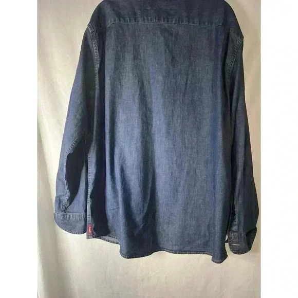 Wrangler Denim Shirt Flex Long Sleeve Casual Button Up Blue Jean Men’s XL Pockts - Picture 2 of 14